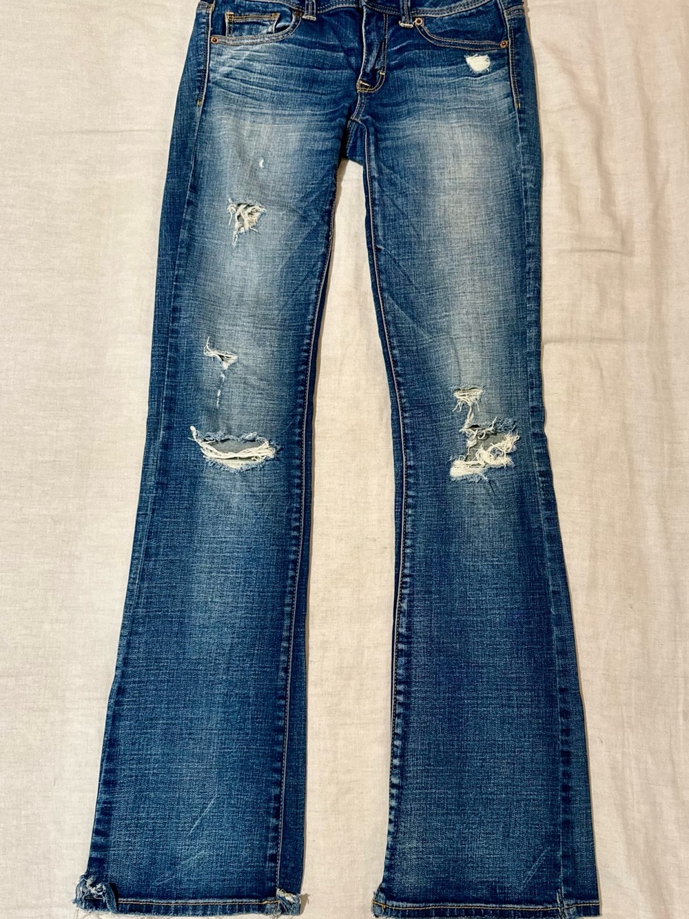 Nike Women's Distressed Flare Jeans - Dark Blue